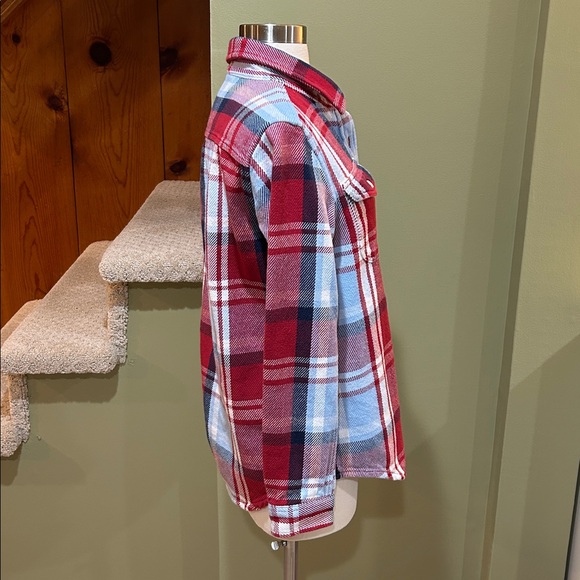 Outerknown Red and Blue Plaid Button-Down Blanket Shirt XS/S - Picture 3 of 11